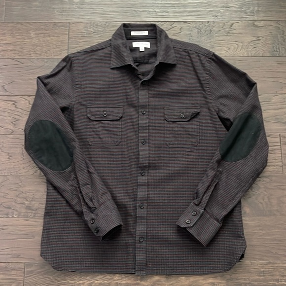 John W. Nordstrom Men’s Large Button Down Maroon/Black/Gray Elbow Patches - Picture 1 of 6